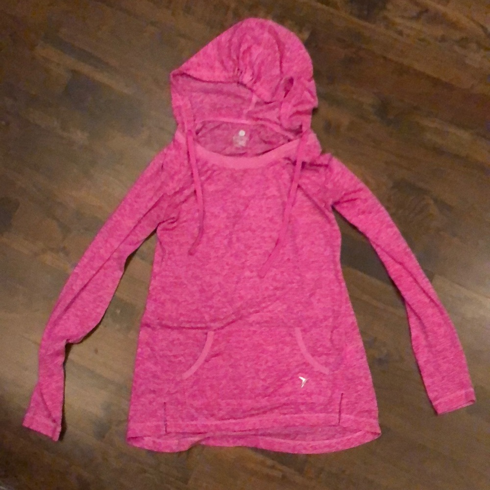 Pink Drawstring Hooded Pullover